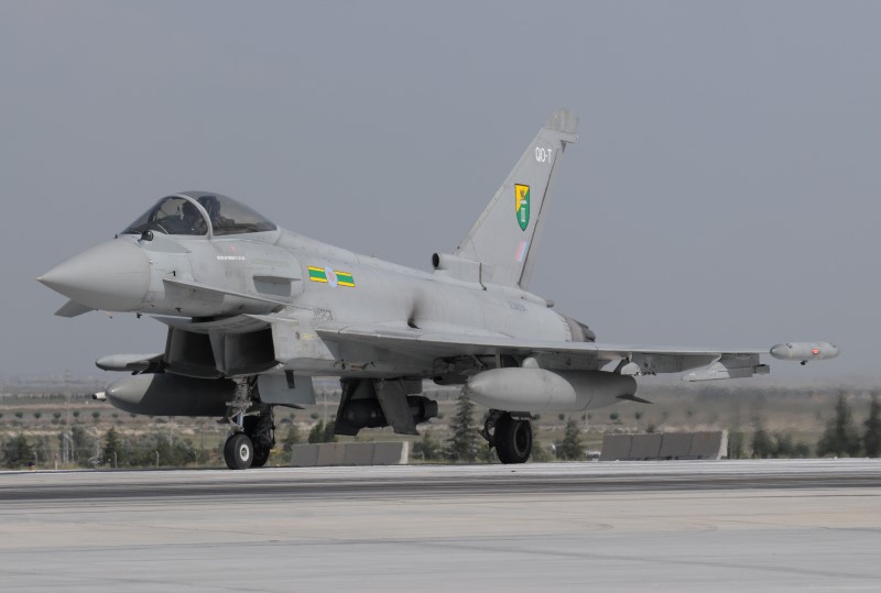 Photo 46.JPG - One of 6 "Typhoon" of the RAF entering the runway at Konya. The machine bears the markings of No. 3 (F) Sq
